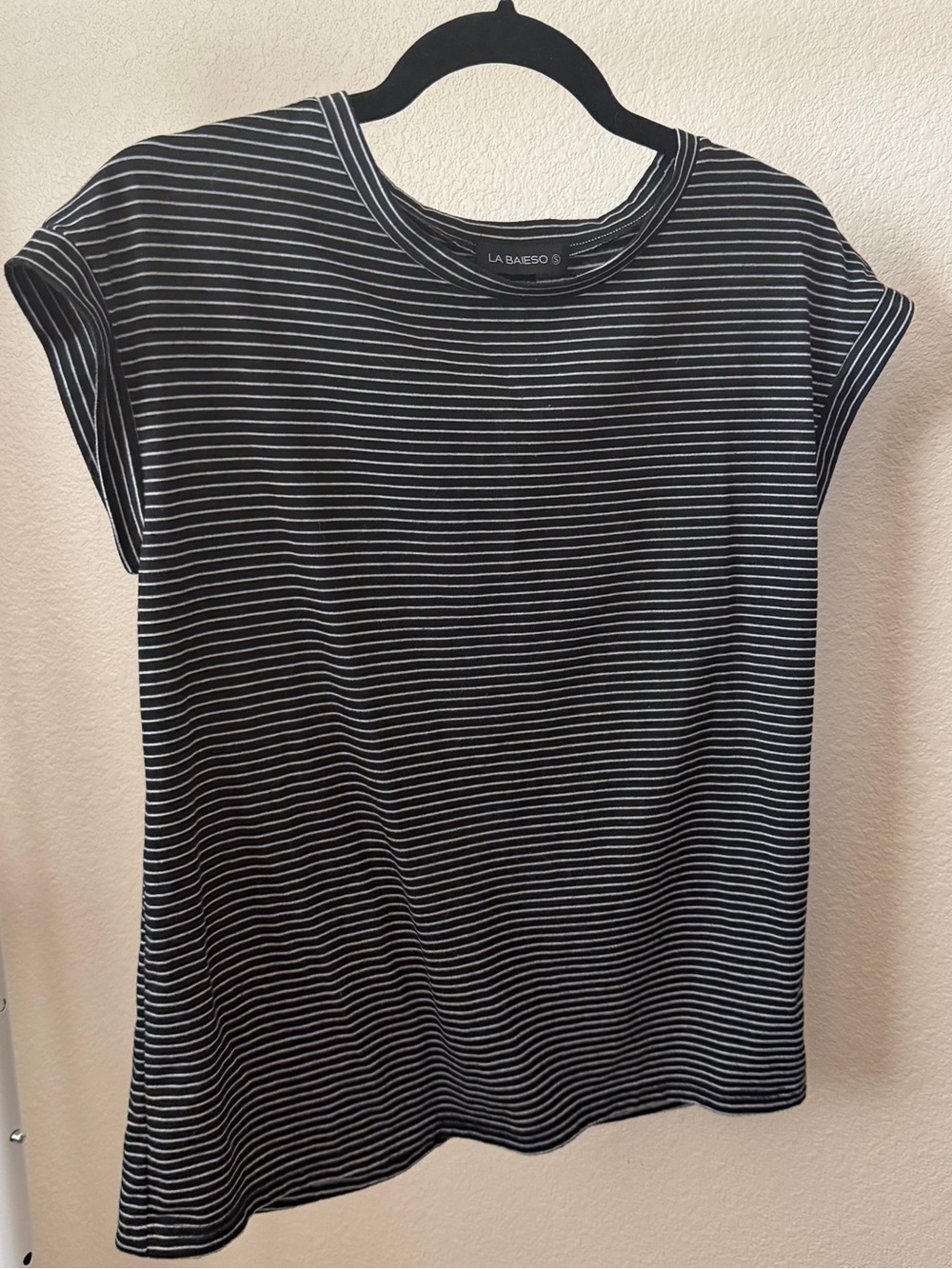 Women's Black & White Striped Short Sleeve Tee